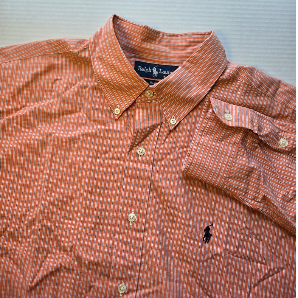 Ralph Lauren Orange Striped Casual Button Down Shirt